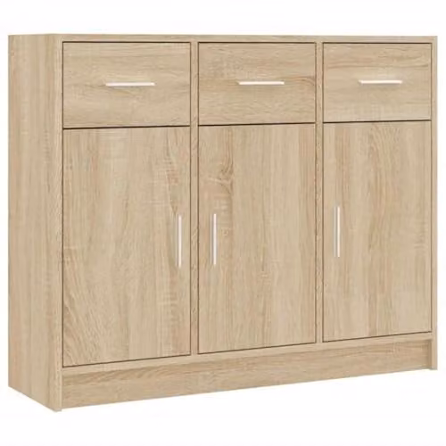vidaXL Sonoma Oak Sideboard in Brown and Beige, W/D/H: 91 x 28 x 75 cm