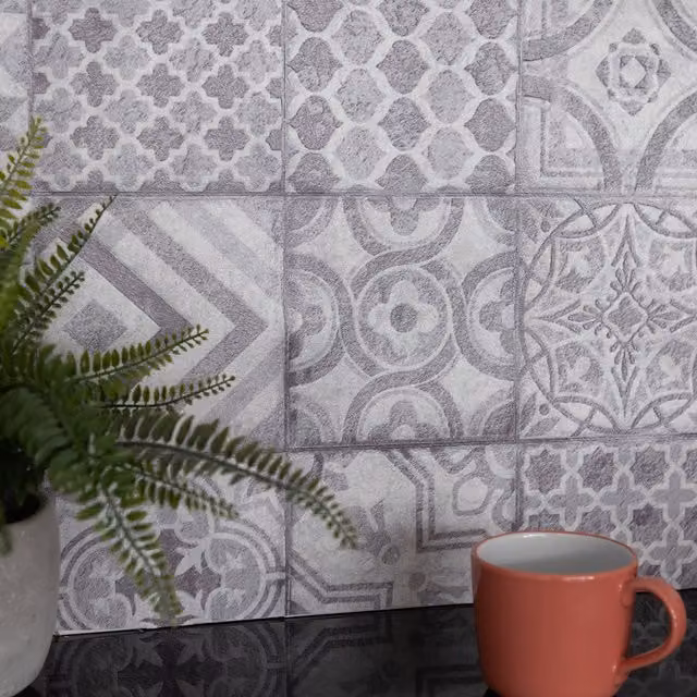 d-c-fix Moroccan Tiles Premium 3D Splashback Tile Wallpaper in Grey