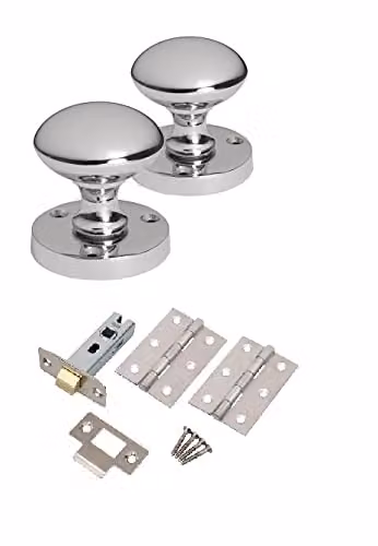 Golden Grace Mortice Sprung Door Knob Set in Chrome Finish
