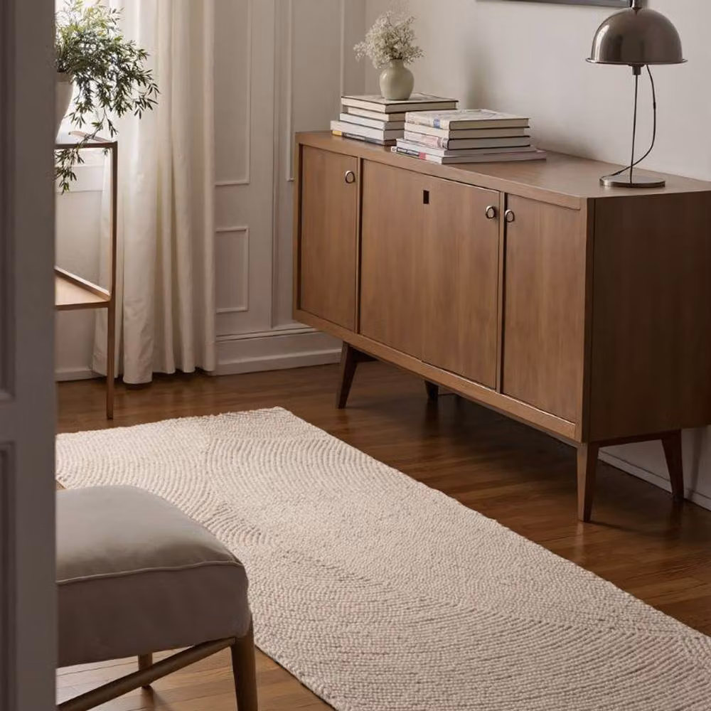 THE RUGS Eleni Hand Tufted Wool Geometric Scandinavian Style Area Rug in Beige, W: 80 cm, L: 300 cm – 3