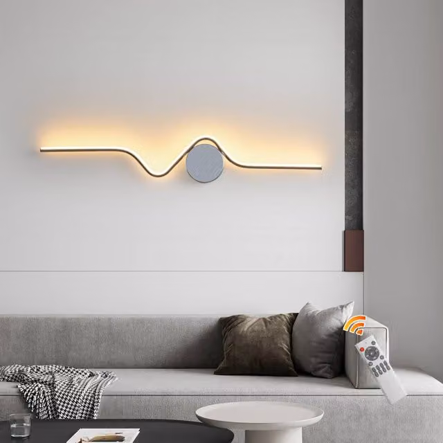 NIVOR Dimmable LED Wall Lamp with Remote Control, Chrome and Silver Flush Mounted Sconce