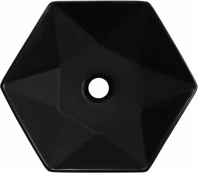 Berkfield Home Charming Ceramic Countertop Wash Basin, Black, W: 41 cm, D: 36.5 cm, H: 12 cm