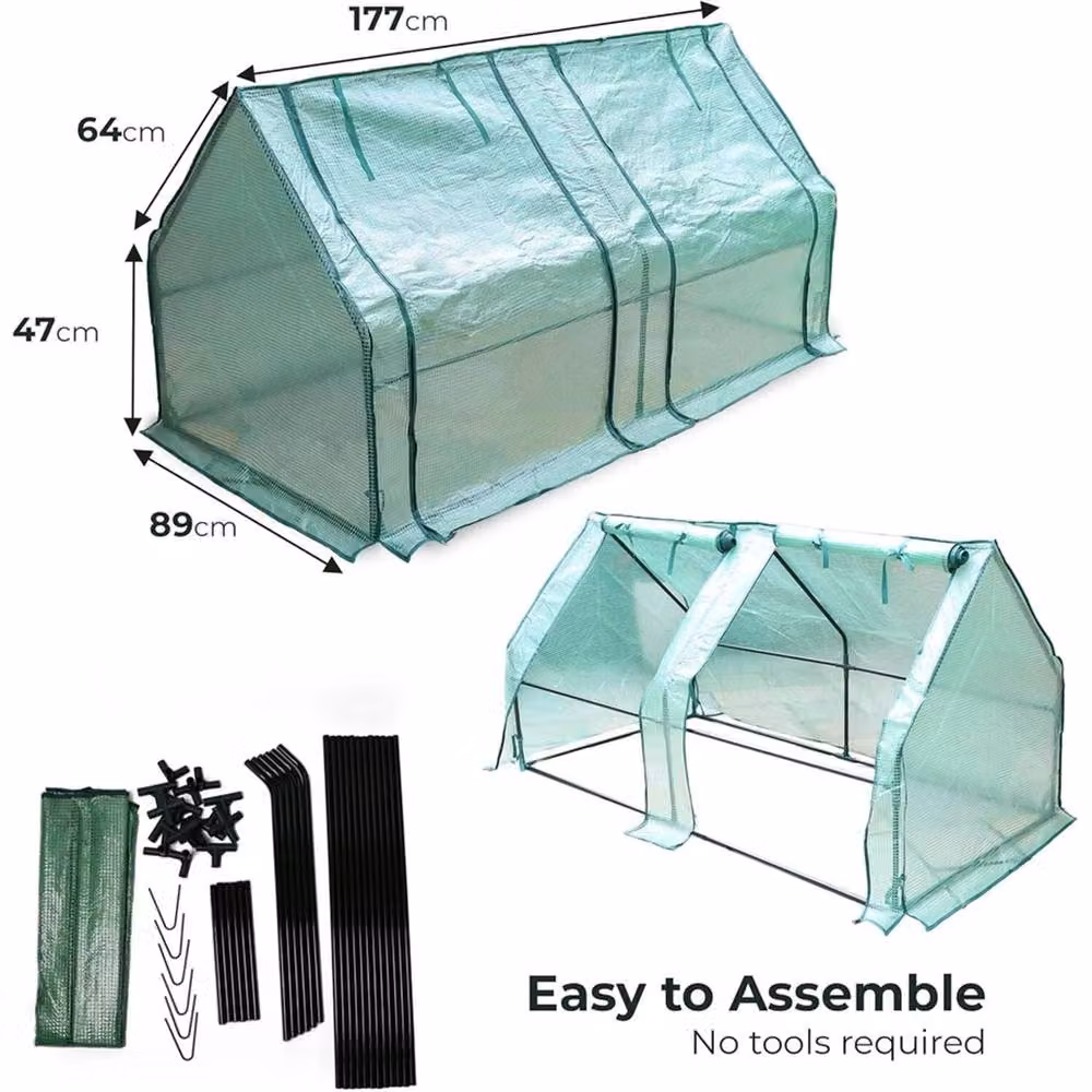 Nordara Mini Greenhouse Grow Tunnel Plant Tent in Green, W/D/H: 220 x 90 x 47 cm – 2