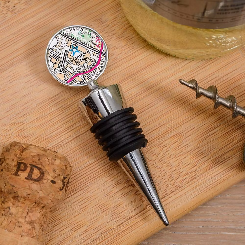 Uniqueful Personalised Favourite Place Silver Metal Bottle Stopper
