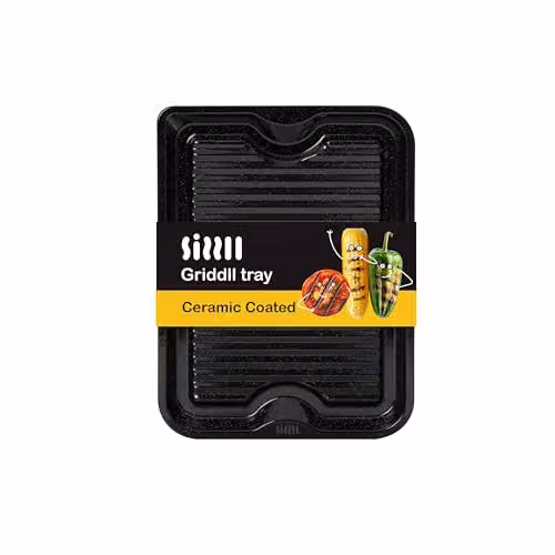 Wham SIZZLL Griddll Enamel Rectangular Oven Tray, Black, 39 cm – 7