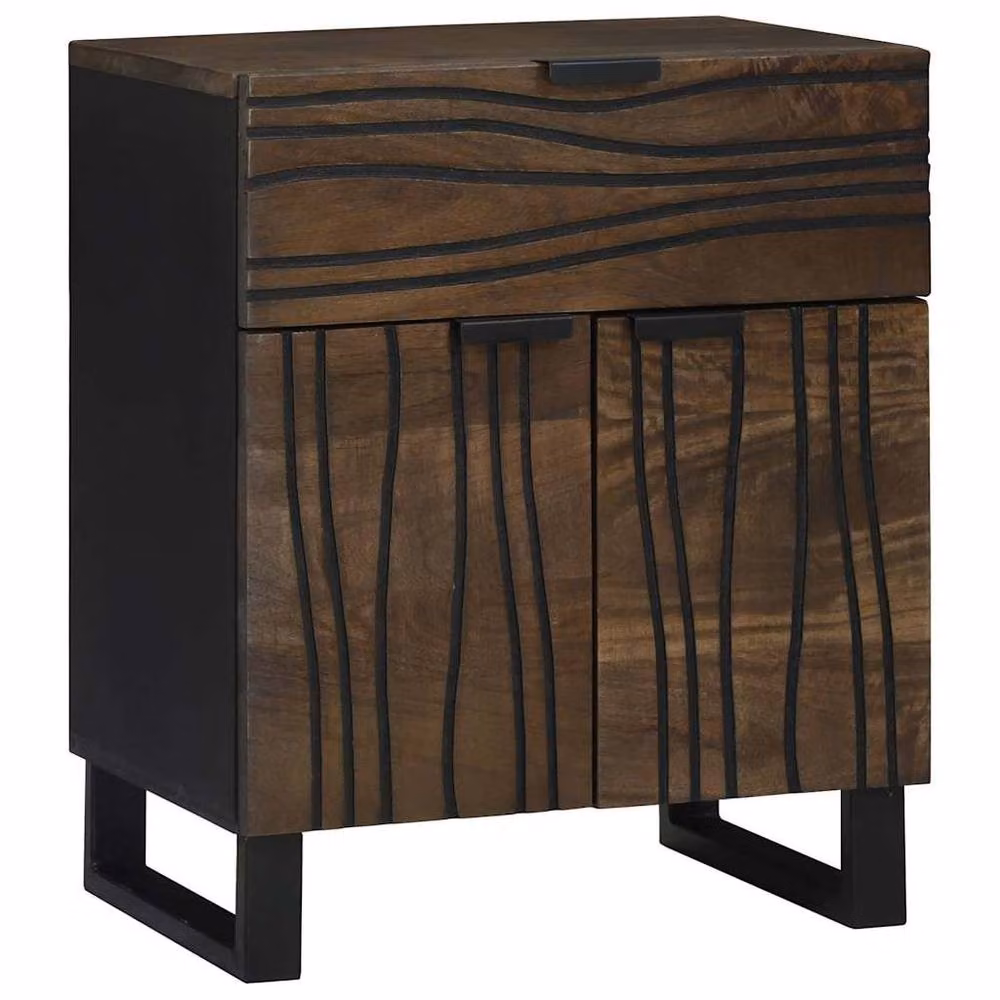 Berkfield Home Bedside Cabinet in Brown Solid Mango Wood, W/D/H: 50 x 33 x 60 cm – 1