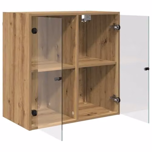 vidaXL Wall Cabinet in Oak with Glass Doors, W/D/H: 68 x 37 x 68.5 cm – 5