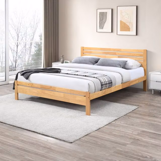 FurnitureboxUK Dylan King Size Bed Frame in Natural Oak Solid Rubber Wood