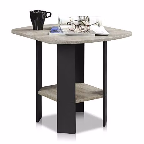 Furinno 2-Tier Side Table with Open Shelves in French Oak – 1