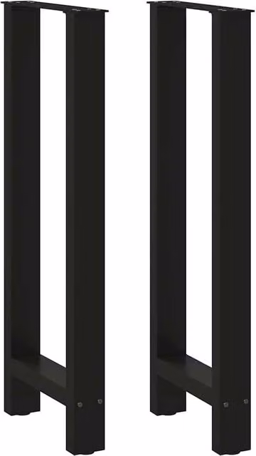 Berkfield Home Modern Black Matt Steel Coffee Table Legs, Height Adjustable, 2 Pieces, H: 50 x (100-101) cm
