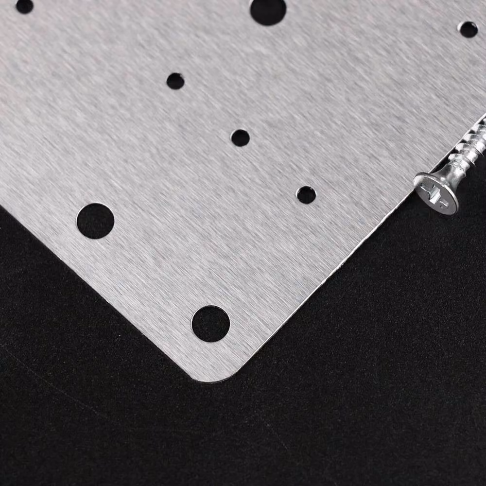 PAWNORA Hinge Repair Kit with 4 Plates and 24 Screws, Silver Stainless Steel Cupboard Mounts – 4