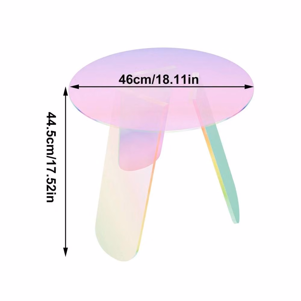 NESTLUNE Round Iridescent Acrylic Side Table in Transparent Multicolour, W/D/H: 15 x 15 x 100 cm – 2