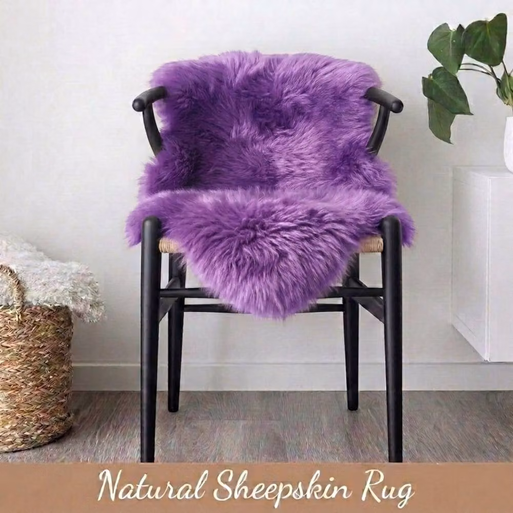 Infinity Leather Genuine Sheepskin Wool Rug in Purple, W/D/H: 90 x 60 x 1 cm – 3