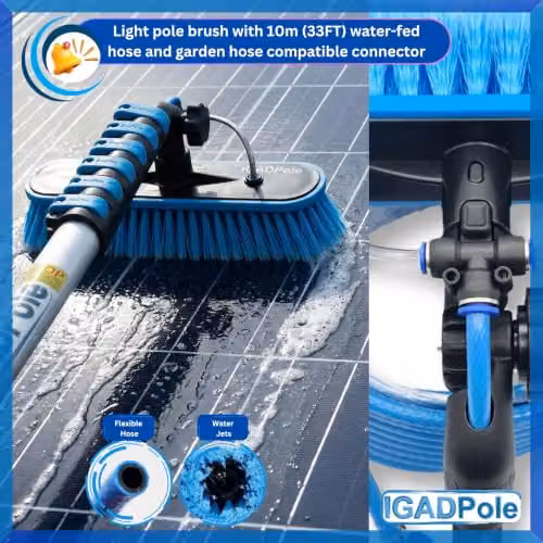 IGAD Blue 20ft Telescopic Water-Fed Window Cleaning Pole Kit with Squeegee and Telescopic Handle – 3