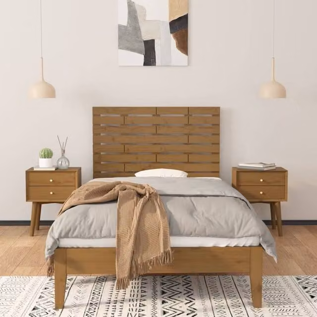 Berkfield Home Solid Wood Pine Wall Headboard in Honey Brown, W: 96 cm, D: 3 cm, H: 63 cm