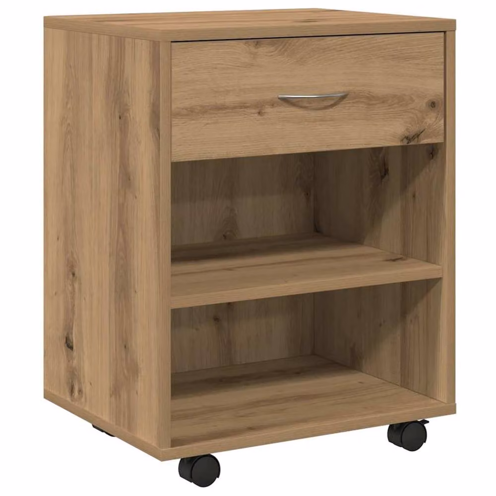 Berkfield Home Artisan Oak Rolling Cabinet in Brown, W/D/H: 46 x 36 x 59 cm – 2