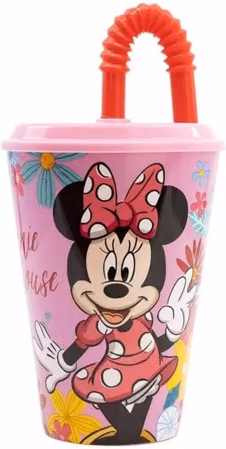 Stor Minnie Mouse Spring Look Sports Tumbler with Straw, Pink
