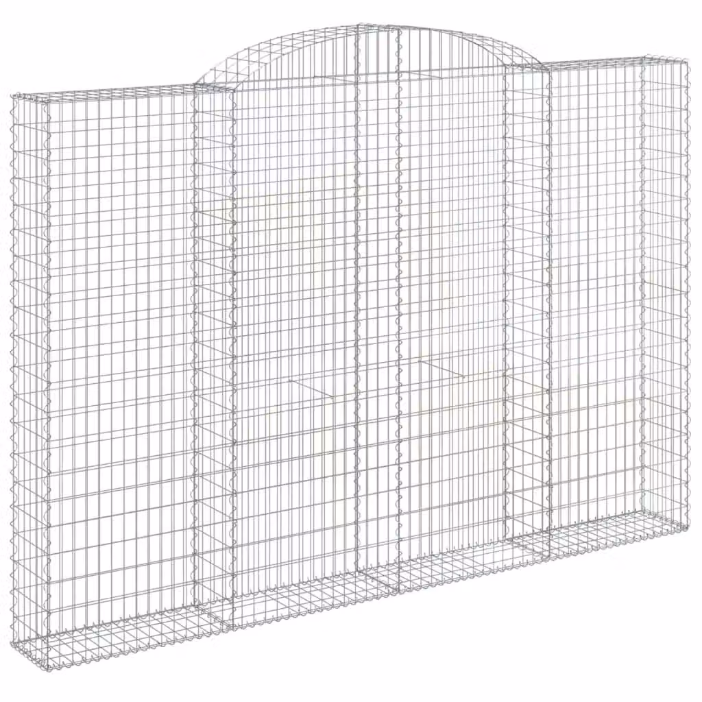Berkfield Home Arched Gabion Basket in Silver Galvanised Steel, W: 300 cm, D: 30 cm, H: 200-220 cm – 2