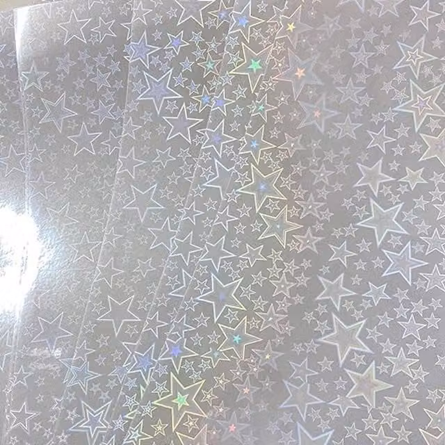 Syntego Pack of 5 Holographic Star Vinyl Overlay Sheets in Multicolour