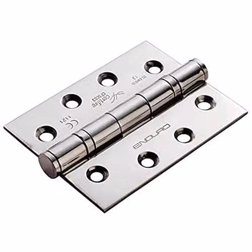 Loops Pair of Bright Stainless Steel 13 Ball Bearing Butt Hinges, H x W x D: 102 x 76 x 3 mm