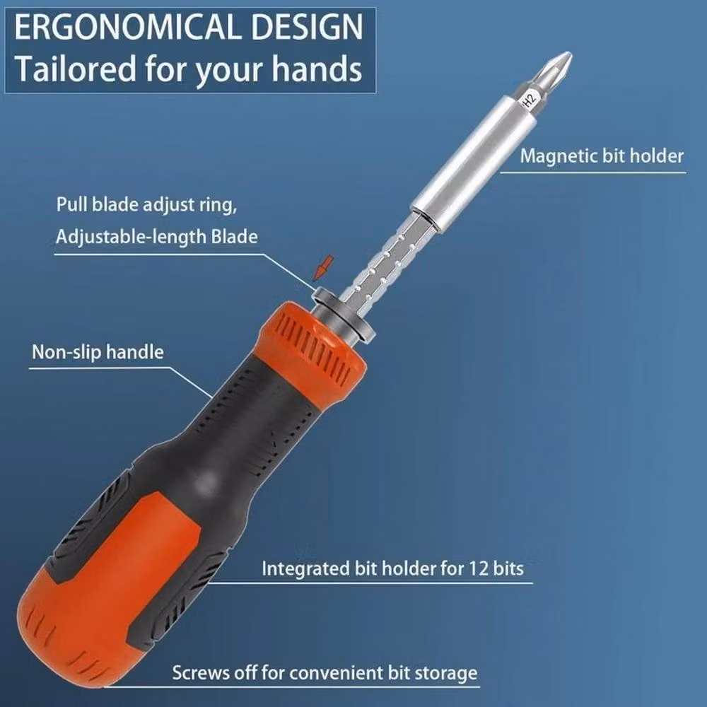 FLAVORA 13-in-1 Adjustable Manual Screwdriver Set, Multicolour – 2