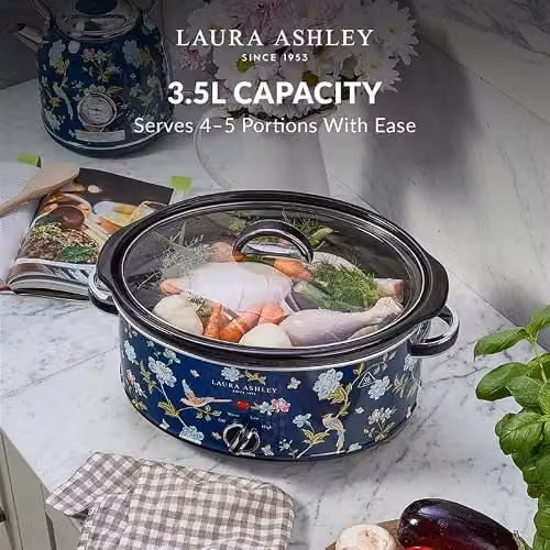 Laura Ashley Elveden Slow Cooker, 3.5 l, Blue and Multicolour – 4