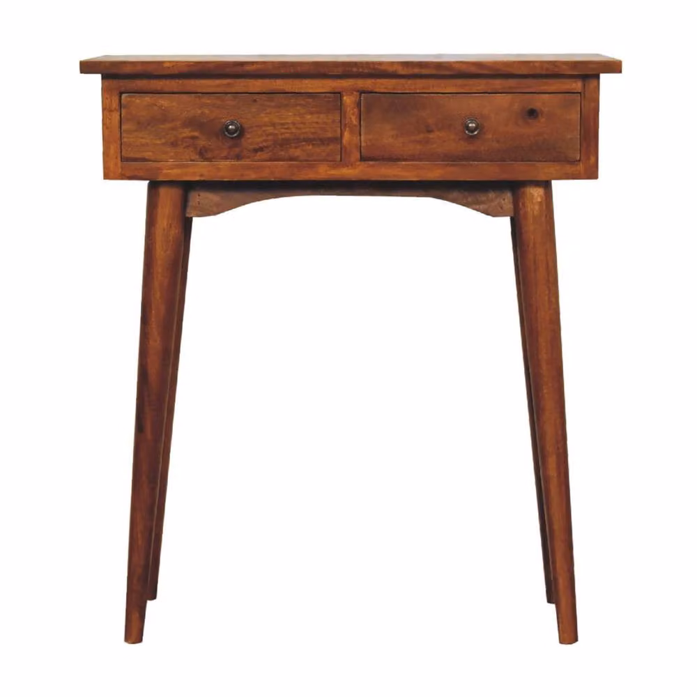 Wyld Haus Olbia Mini Console Table in Brown Mango Wood with 2 Drawers W/D/H: 78 x 30 x 30 cm – 2