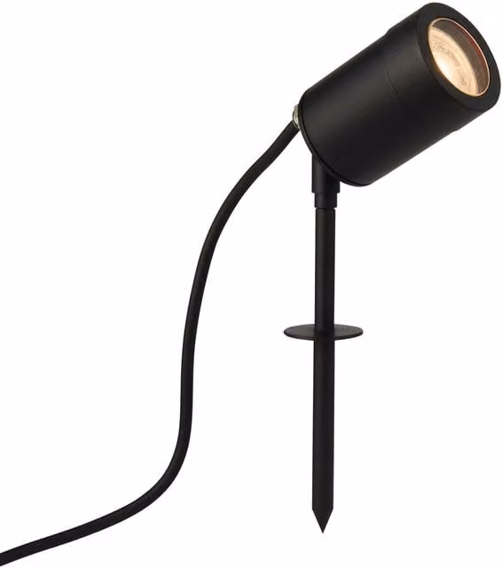 Loops IP65 Ground Spike Outdoor LED Spotlight in Black with GU10 Bulb