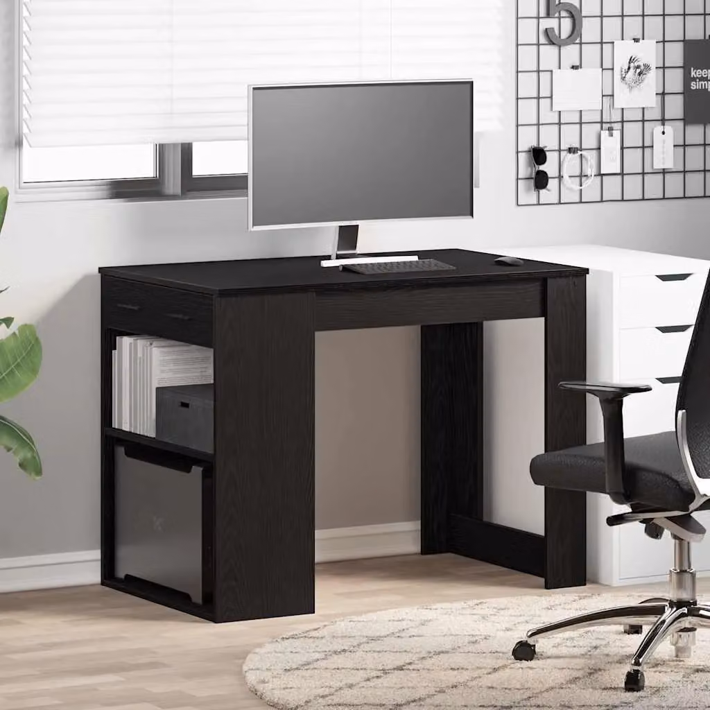 Berkfield Modern Writing Desk in Black Oak, W/D/H: 102 x 62 x 77.5 cm – 3