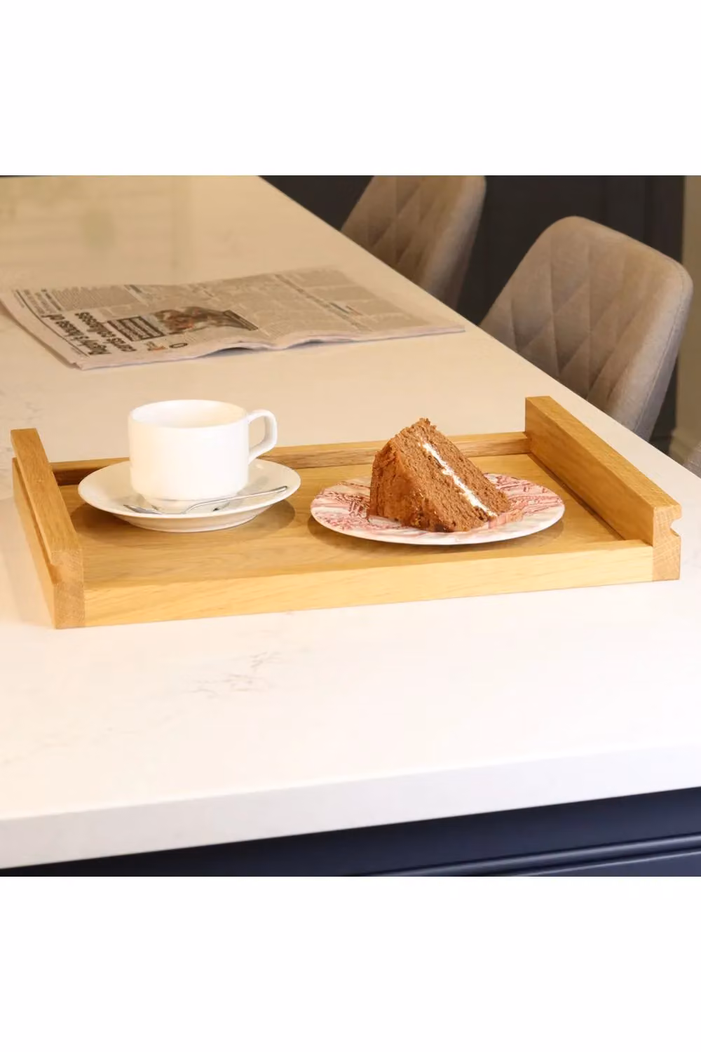 MijMoj Design Solid Oak Rectangular Serving Tray in Light Brown, W: 40 cm, D: 35 cm – 2