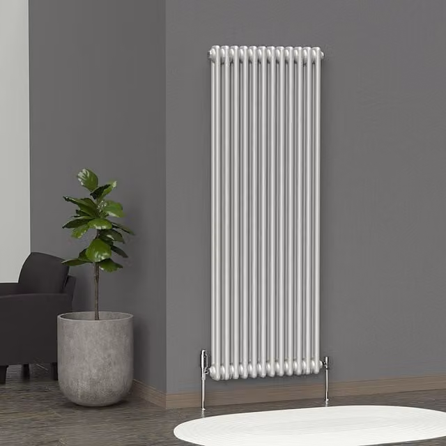 Lux Heat Vertical Coloured Column Radiator in Dove Grey, H 150 cm x W 56 cm