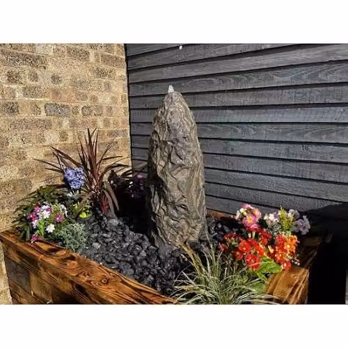 Tranquility Black Sandstone Monolith Spring Stone Water Feature with Mains Power, H 60 cm x W 60 cm x D 60 cm – 2