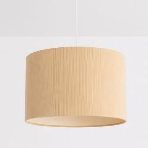 CGC Lighting Lola Round Corduroy Lampshade with Silk Lining in Beige, Diameter: 30 cm – 1