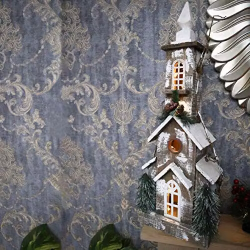 SHATCHI Vintage Wooden Holy Church Tabletop Christmas Decoration with Warm White LEDs, Brown, Height: 66 cm – 4