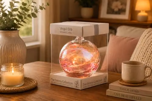 Sienna Glass Pink Angel Orb Hanging Glass Ornament, 10 cm