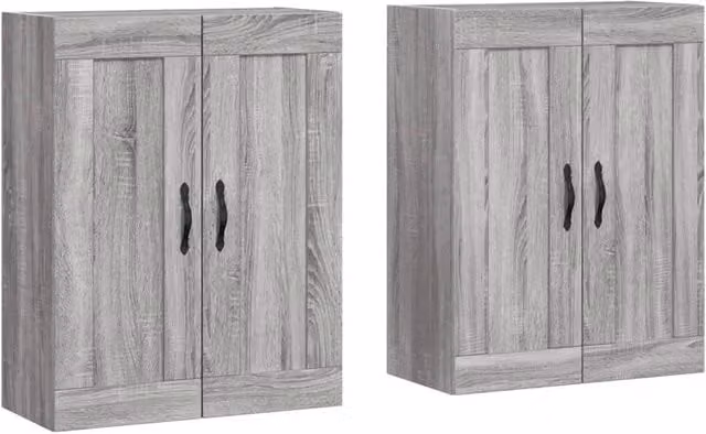 Berkfield Home Set of 2 Wall Mounted Cabinets in Grey Sonoma Engineered Wood