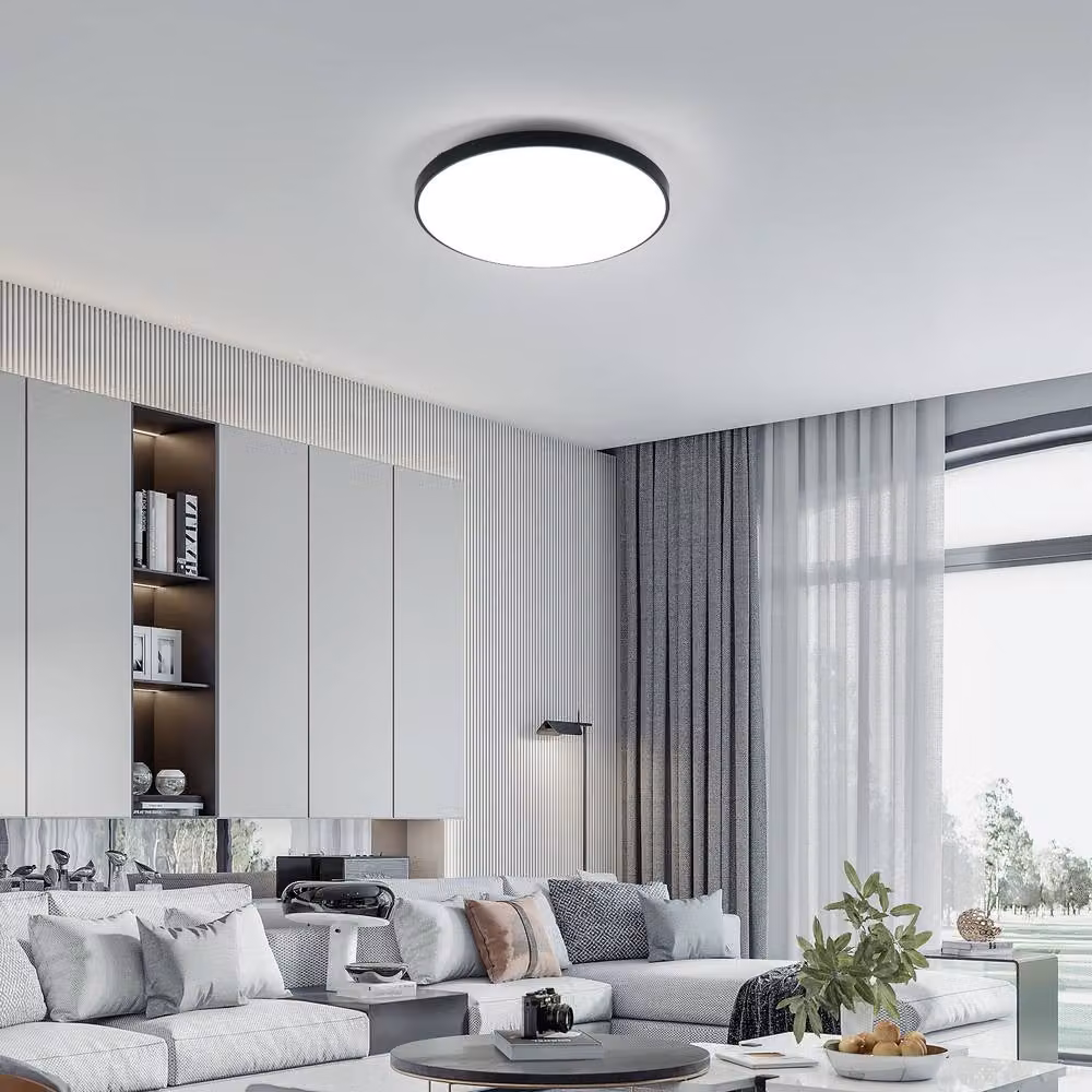 Goeco 24W LED Round Ceiling Light in Black, IP54 Waterproof Bathroom Lamp – 2