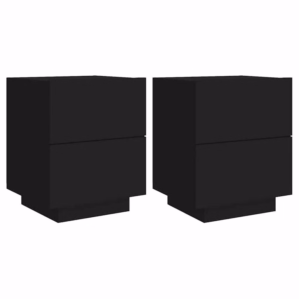 Berkfield Home Set of 2 Modern Black Decorative Bedside Cabinets with Integrated LED Lighting – 2