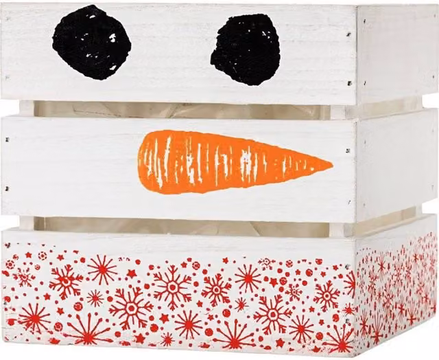 KDMD White Wooden Snowman Christmas Crate with Plastic Lining – 1