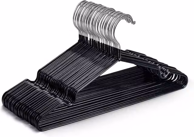 Keplin 20 Pack Non-Slip Rubber Coated Metal Clothes Hangers in Black – 1