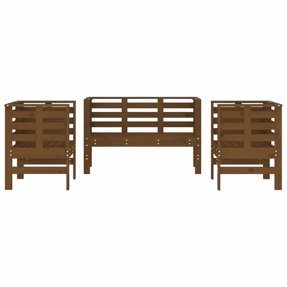 Berkfield Home 3 Piece Rustic Garden Lounge Set in Brown Solid Wood Pine with Cushions – 3
