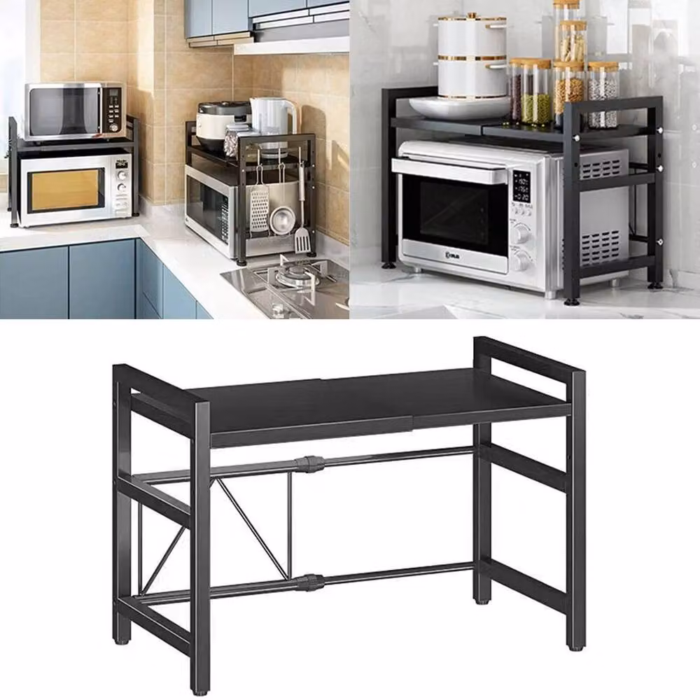 FORGEVIO Adjustable Metal Microwave Oven Stand in Black – 4