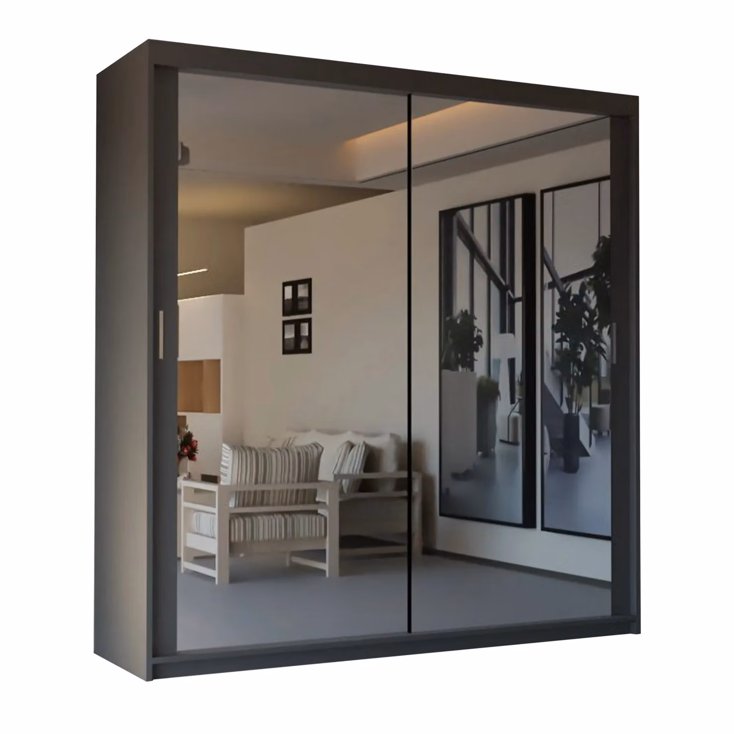 Sliding Wardrobes 4U Modern Double Sliding Door Wardrobe in Grey, W: 180 cm, H: 217 cm – 2