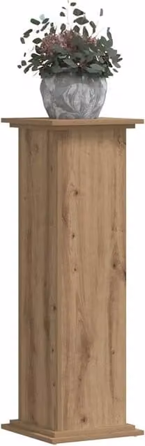 Berkfield Home Artisan Oak Plant Stand in Brown, W/D/H: 33 x 33 x 100 cm