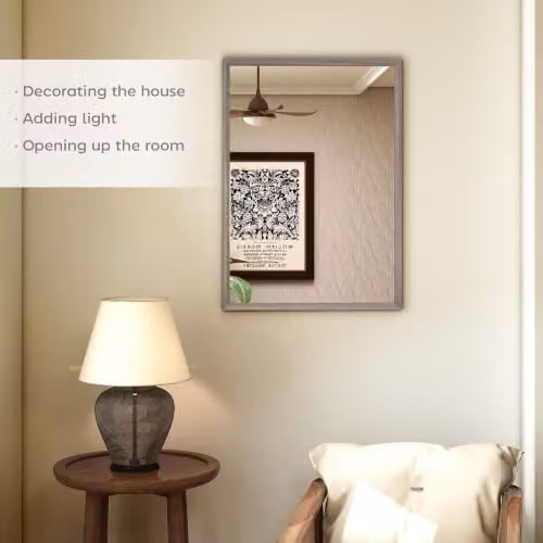 HOMCOM Modern Rectangular Wall Mirror in Grey, W: 50 cm, H: 70 cm – 2