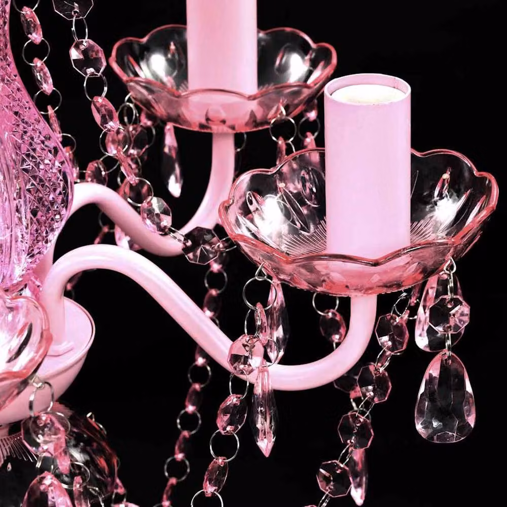 Berkfield Home Crystal Ceiling Light in Pink with 5 LED Bulbs – 2