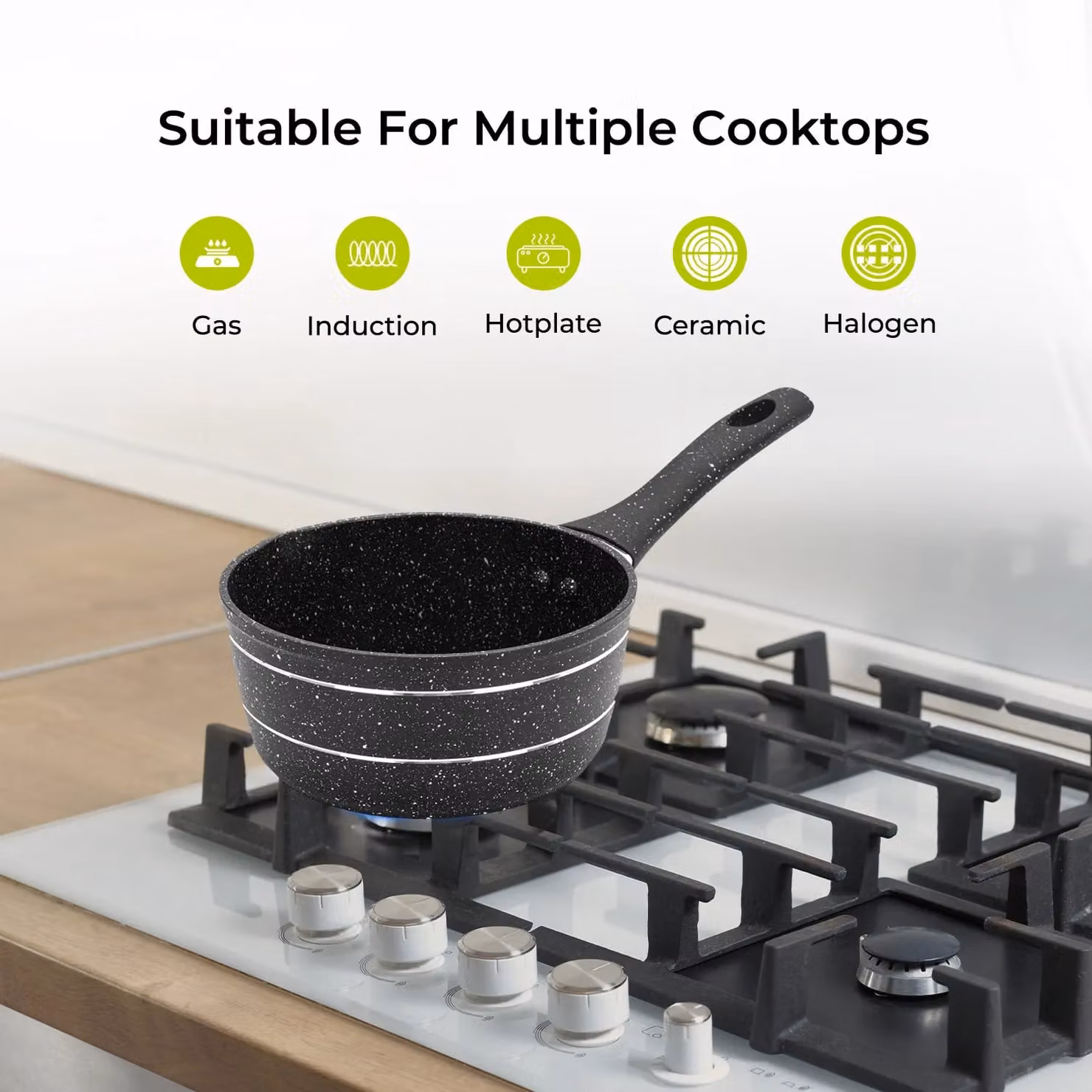 Royalford Non-Stick Multipurpose Saucepan with Pouring Spout, Black, Diameter: 18 cm – 3