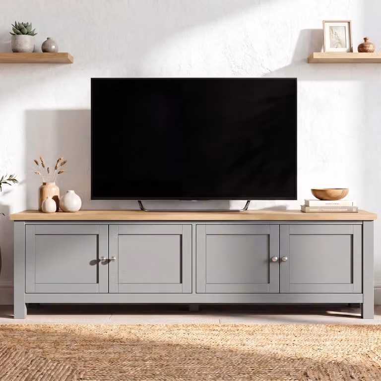 DHS Grey Shaker TV Unit with Storage, W/D/H: 180 x 40 x 45 cm