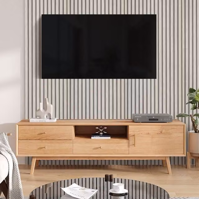 Livingandhome Beige Wood-Effect 3D PVC Self-Adhesive Wallpaper
