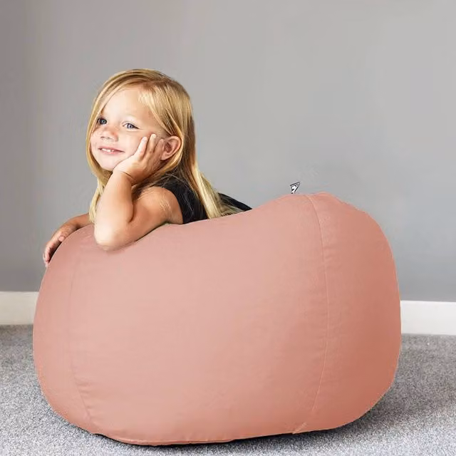 rucomfy Classic Small Kids Beanbag in Dusty Pink, Water Resistant Nylon for Indoor or Outdoor Use – 1